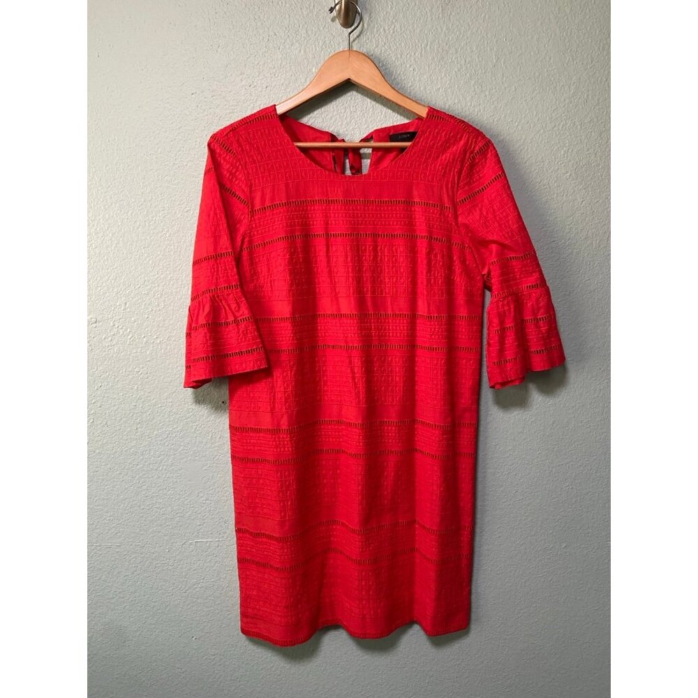 J. Crew Women's Red Orange Flutter Sleeve Knee Length Dress Size 8‎ - Picture 2 of 11